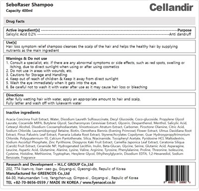 Seboraser Shampoo Label